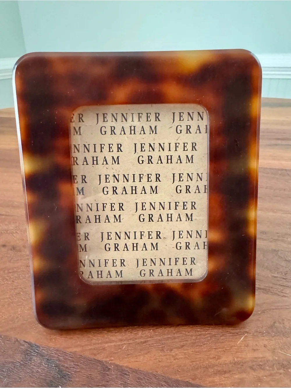 Acrylic Tortoise Shell Photo Frame by Jennifer Graham Holds 2.75 X 3.75 Pic EUC
